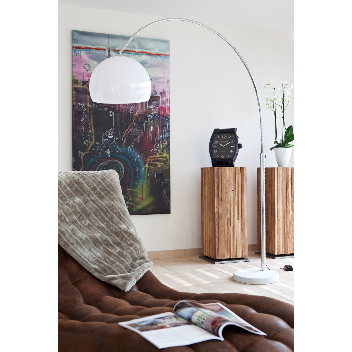 Retro arc lamp height adjustable with marble base - 208 CM