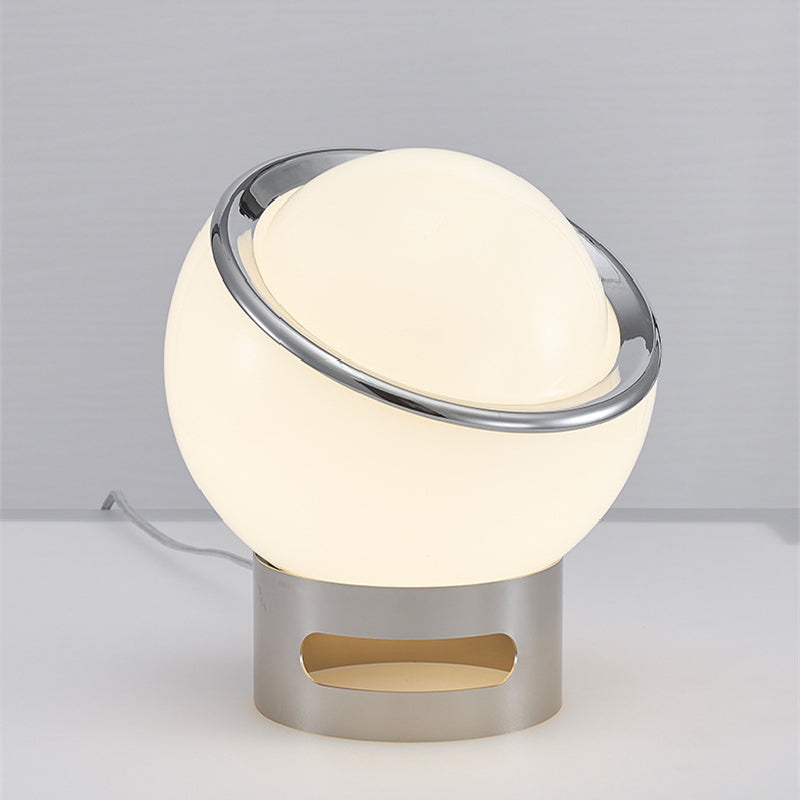 Variant image for Elegante Bauhaus Tischlampe aus Opalglas | Minimalistische LED Tischleuchte für moderne Wohnräume, Edelstahlbasis, 25 cm hoch-2