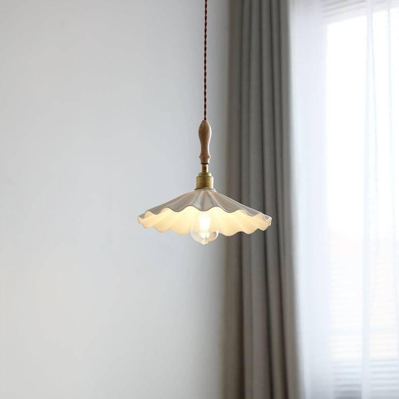 Elegante Pendelleuchte mit Holzhalterung und Geflochtener Schnur | Stilvolle Hängelampe für Esstisch und Wohnräume-1