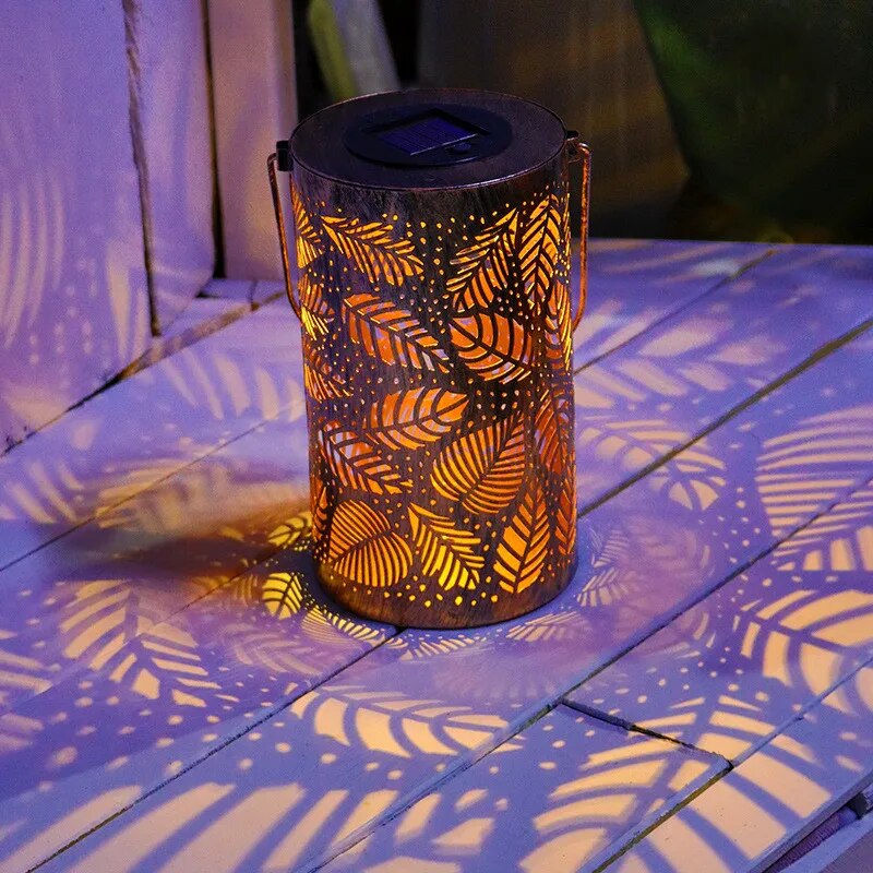 Luminous Leaf Gartenlaterne Set – Wetterfeste Laternen für Outdoor Beleuchtung im 2er-Pack, 30 cm hoch, Goldene Blätter-6