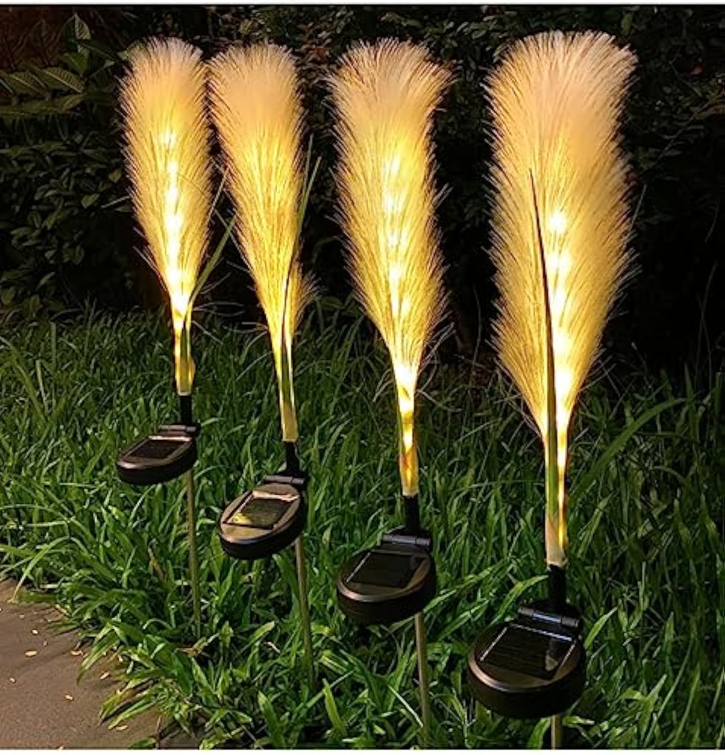 Elegante Solar Außenleuchte im Schilfrohrdesign | Wetterfest, Automatische Dämmerungserkennung, 4er Set für Garten und Terrasse-3