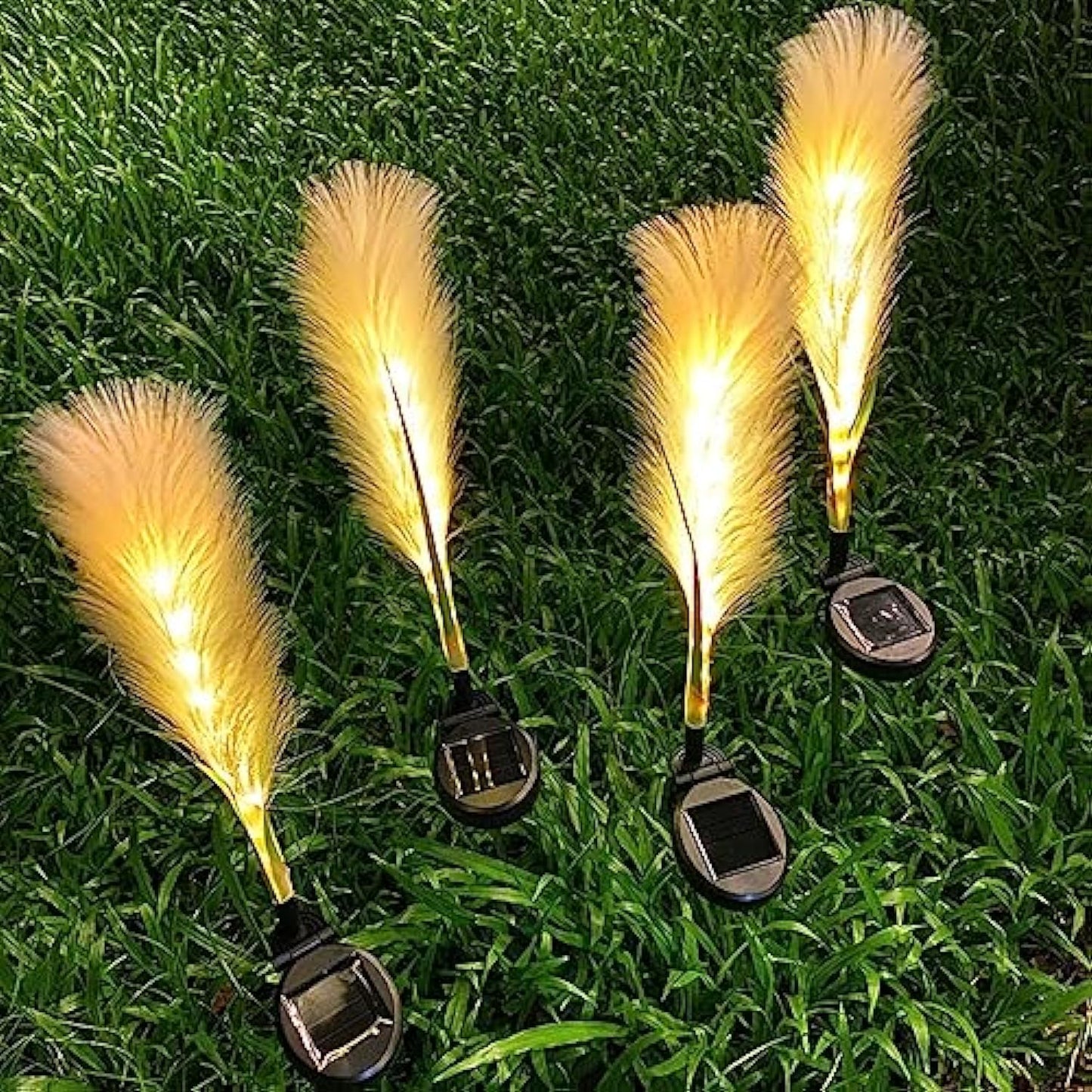 Elegante Solar Außenleuchte im Schilfrohrdesign | Wetterfest, Automatische Dämmerungserkennung, 4er Set für Garten und Terrasse-4