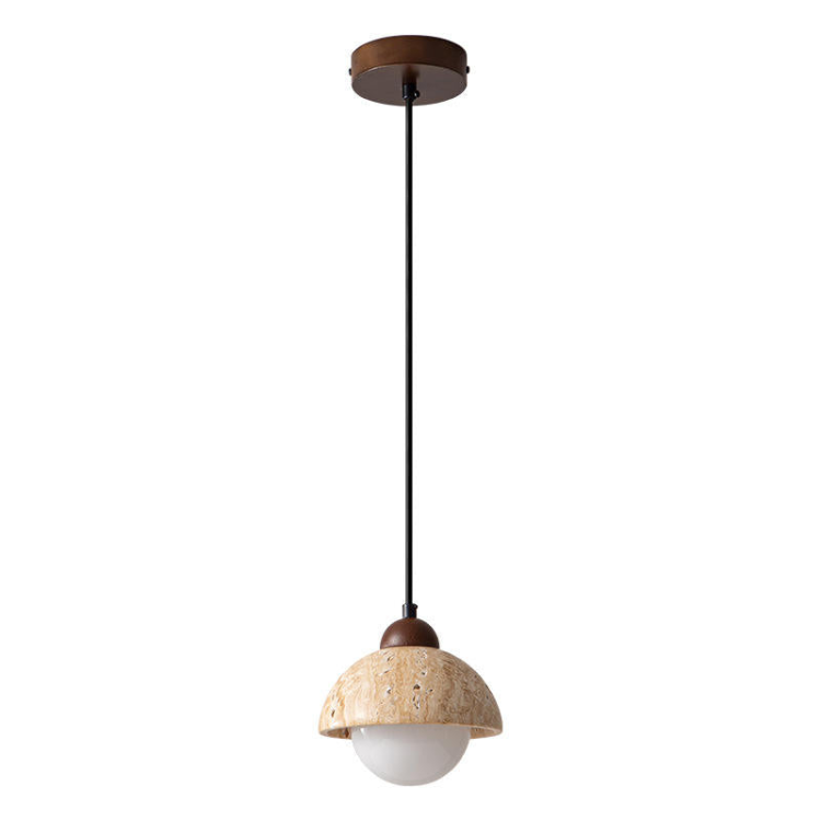 Elegante Pendelleuchte aus Holz und Naturmarmor | Minimalistische Hängelampe für Esstisch mit LED-Beleuchtung, E27/G9 Anschluss-1