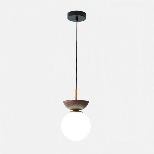Variant image for Skandinavische Pendelleuchte aus Halbholz – Minimalistische Hängeleuchte für Esszimmer und Wohnzimmer, Schwarz oder Weiß, Ø 30 cm-3