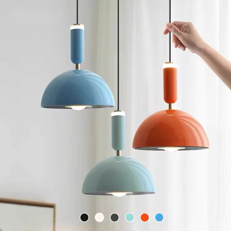 Nordic Macaron Pendelleuchte für Esszimmer | Moderne Hängelampe mit Warmem Licht, Aluminium und Acryl, 10W LED, Ø 20.3cm-3