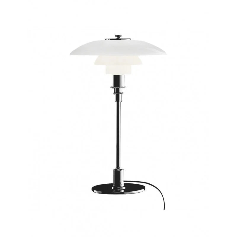 Moderne Disc Tischlampe aus Metall und Opalglas | Elegante Nachttischlampe mit Diffuser und Praktischem Tastschalter, 46 cm hoch-1
