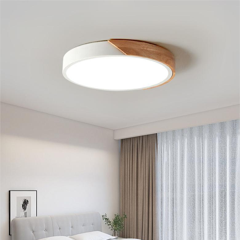 Nordic Wooden Macaroon Deckenleuchte | Stilvolle LED-Deckenlampe für Schlafzimmer und Wohnzimmer, Ø 23-30 cm, Metall und Holz-3