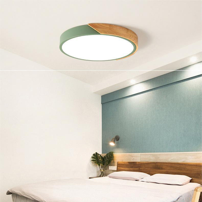 Nordic Wooden Macaroon Deckenleuchte | Stilvolle LED-Deckenlampe für Schlafzimmer und Wohnzimmer, Ø 23-30 cm, Metall und Holz-6