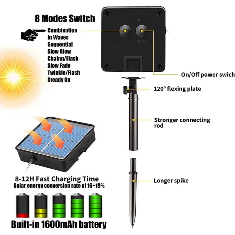 Solar Lichterkette Outdoor | Wasserdicht mit 300 LEDs und 8 Modi 5