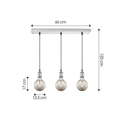 Hängelampe Chrom Vintage LED 3L G95 dimmbar E27 Rauch