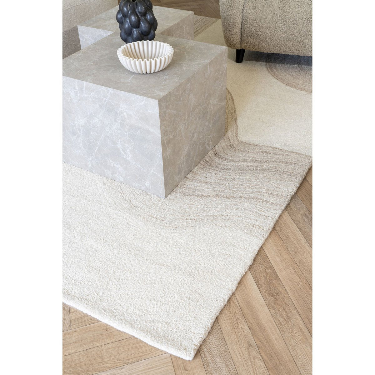 Prager Couchtisch-Set – Beige, Marmoroptik, MDF, Dekorpapier, 2er-Set