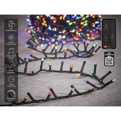 Luca Smart Lighting Schlangen-Weihnachtsbaumbeleuchtung mit 1500 LED-Lichtern – L3000 cm – Mehrfarbig