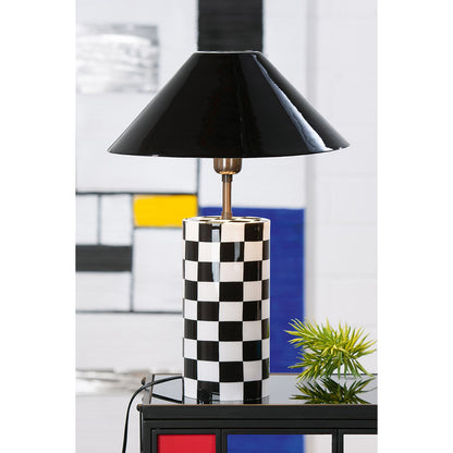 Tischleuchte zylindrisch Checkers, H.52 cm