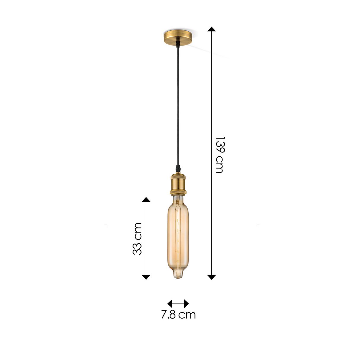 Hängelampe Bronze Vintage Tube - G125 - dimmbar E27 bernsteinfarben