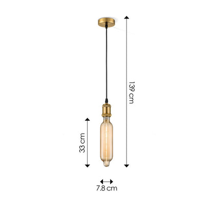 Hängelampe Bronze Vintage Tube - G125 - dimmbar E27 bernsteinfarben