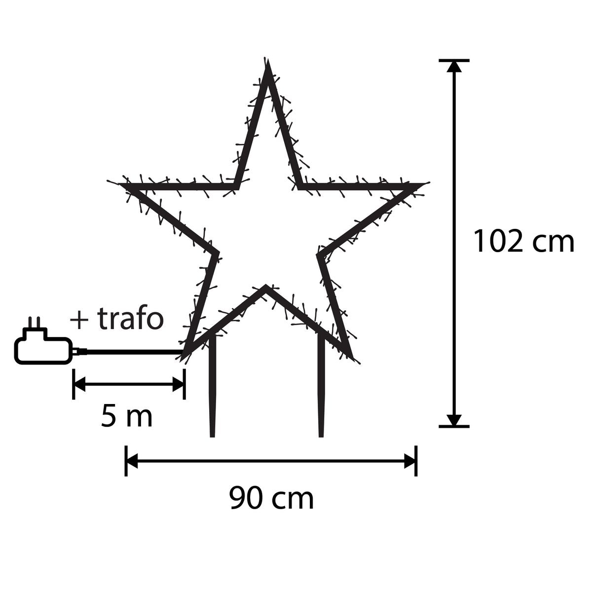 Luca Smart Lighting Gartenstecker mit 120 LED-Leuchten – H102 x Ø90 cm – RGB