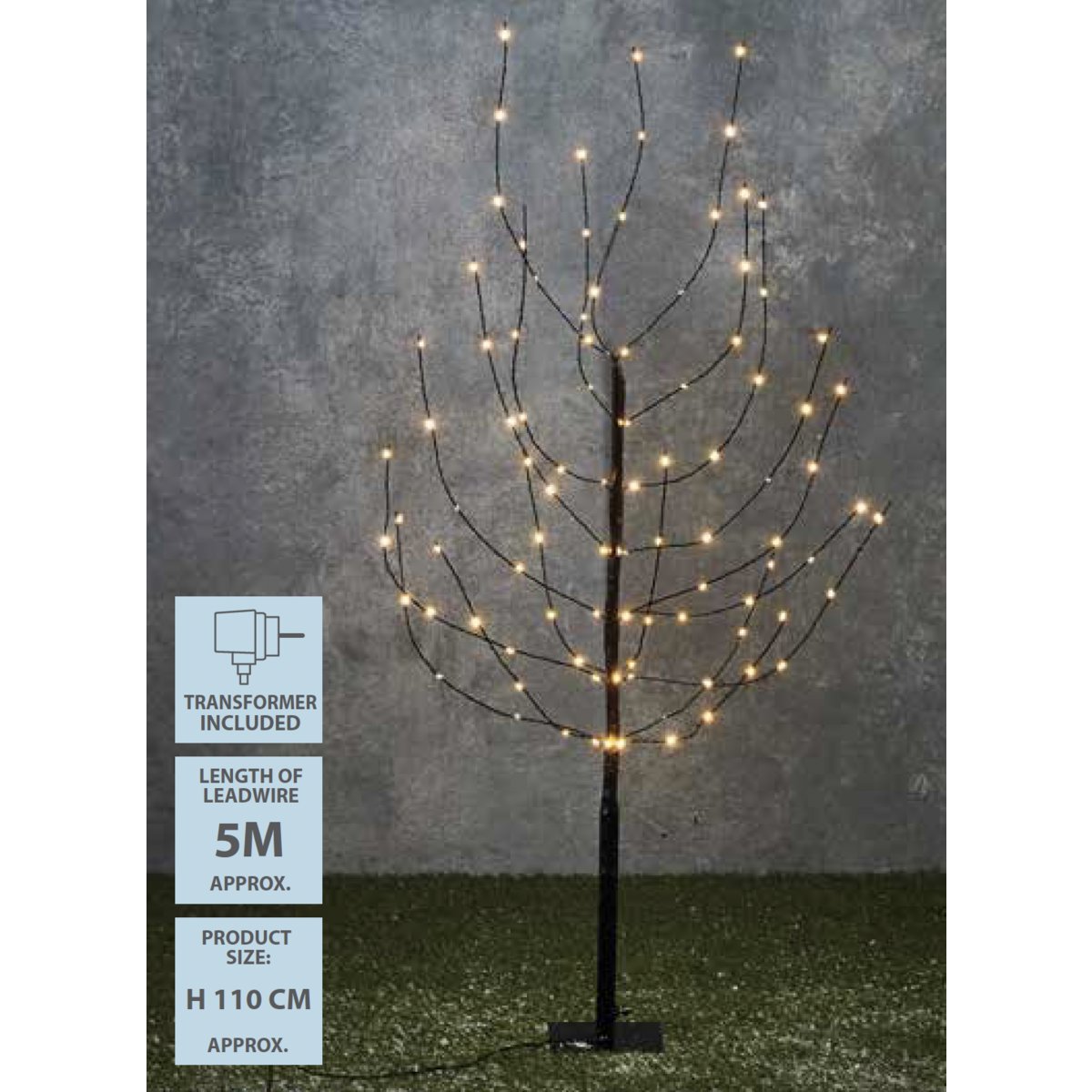 Baum mit warmweißer LED-Beleuchtung – H110 x Ø12 cm – Schwarz