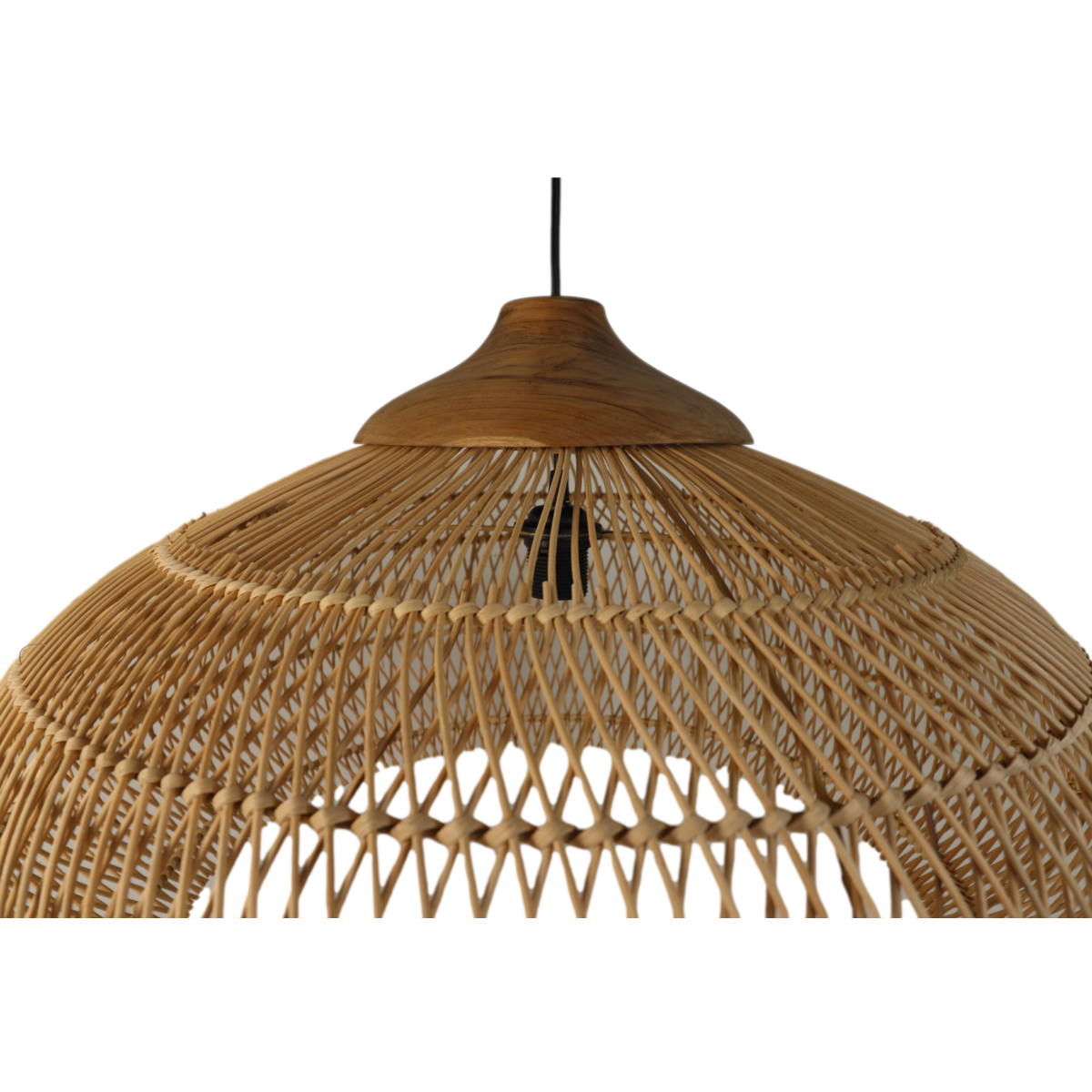 Hängelampe Rotan - 65x65x40 - Natur - Rotan/Teak