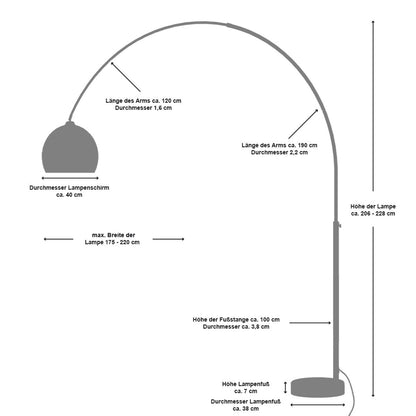 Bogenlampe 230 cm weiß Kunststoff