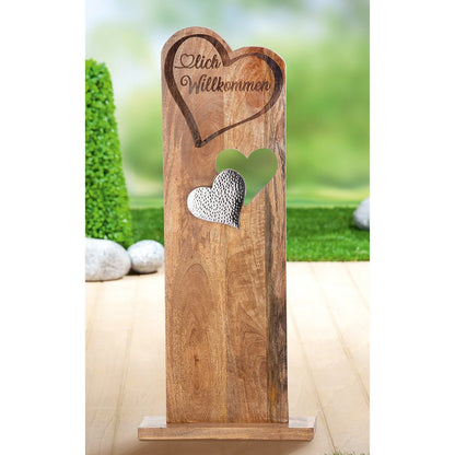 Holz Standrelief "Herz" - Wanddecoratie met karakter – Kleurrijke muurkunst voor elk interieur