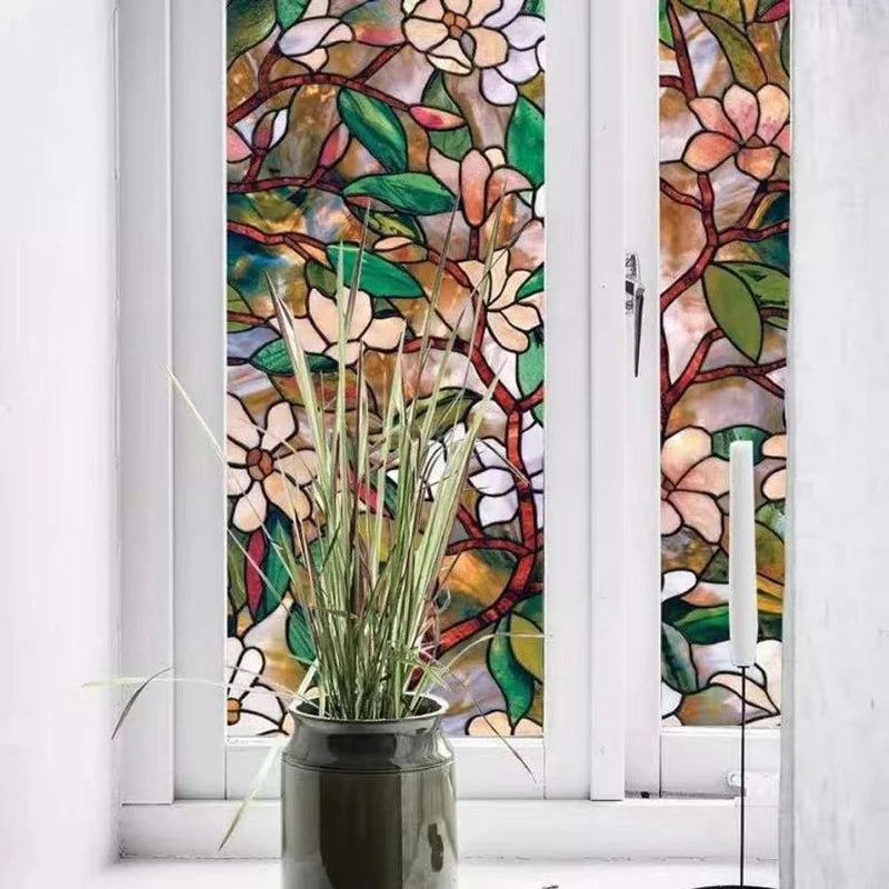 3D Blumen Fensterfolie | Sichtschutzfolie mit UV-Schutz 1