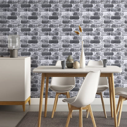 3D Grau Schwarz Weiß Ziegel Peel and Stick Wandfliesen | Wandverkleidung 2