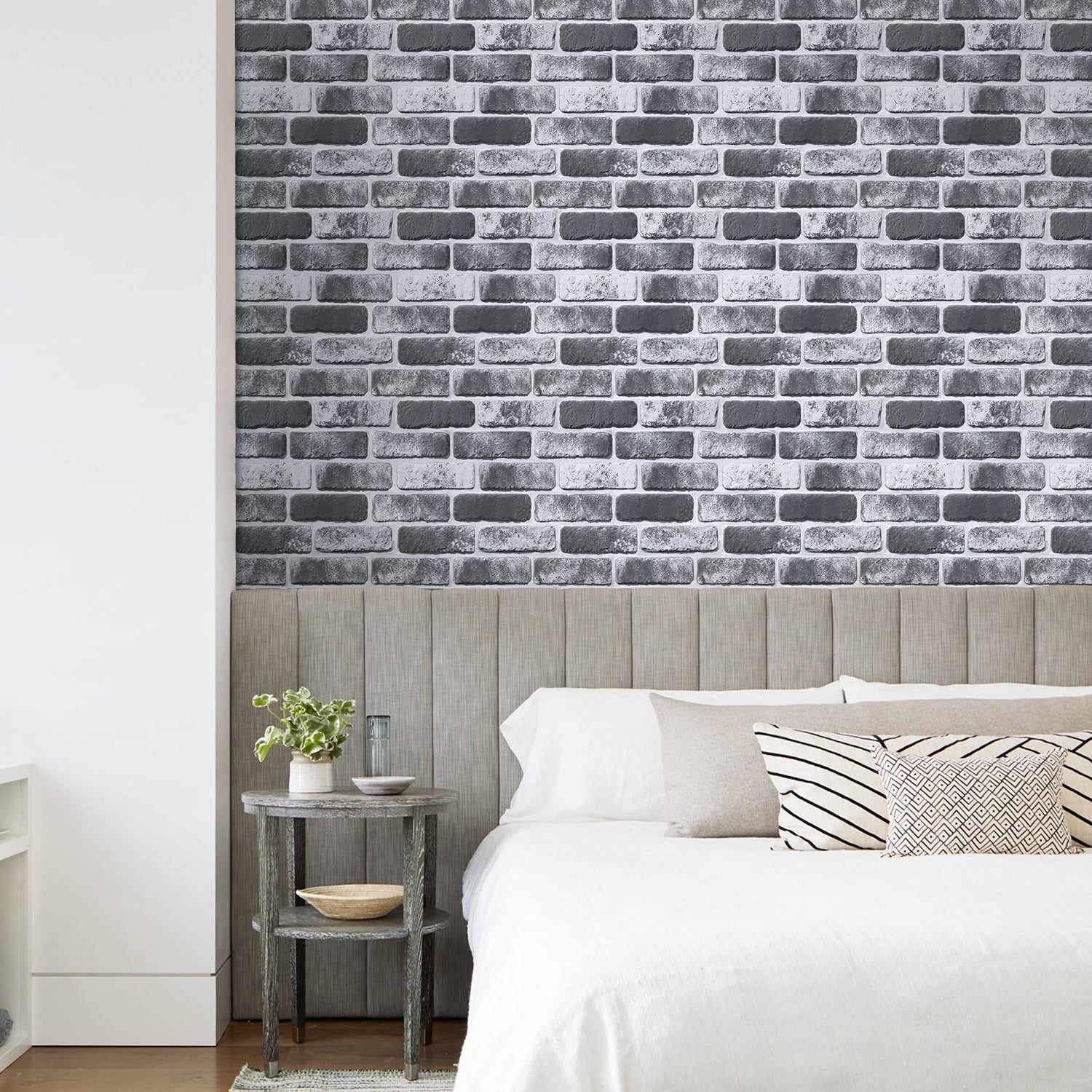 3D Grau Schwarz Weiß Ziegel Peel and Stick Wandfliesen | Wandverkleidung 4