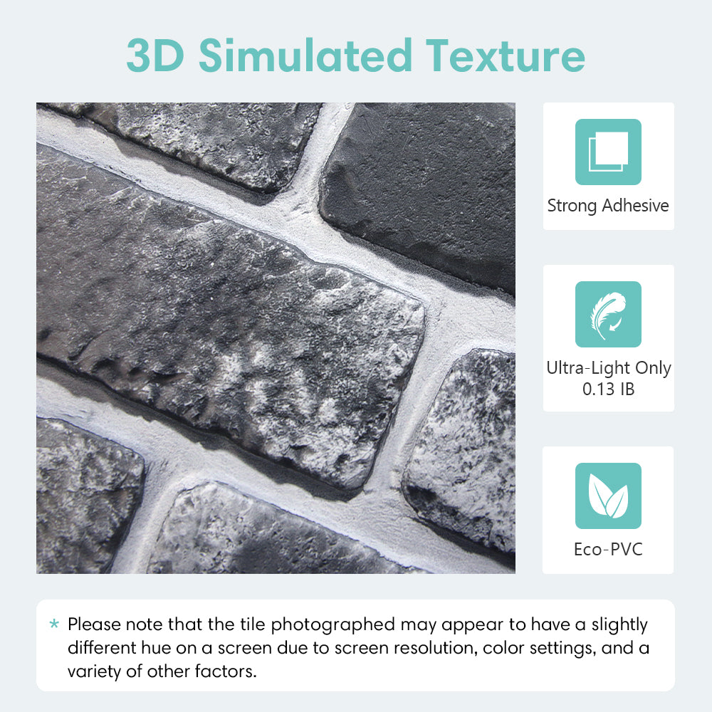 3D Grau Schwarz Weiß Ziegel Peel and Stick Wandfliesen | Wandverkleidung 6