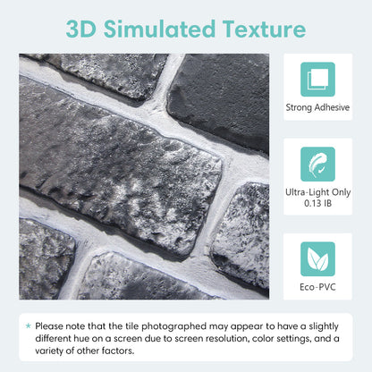 3D Grau Schwarz Weiß Ziegel Peel and Stick Wandfliesen | Wandverkleidung 6