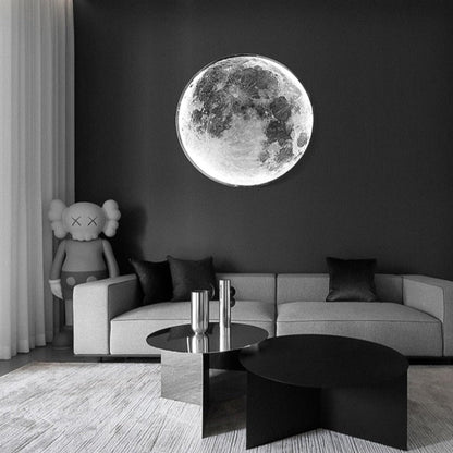 3D LED Wandleuchte Mond Schwarz | Decken- und Wandlampe 0