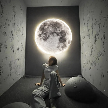 3D LED Wandleuchte Mond Schwarz | Decken- und Wandlampe 1