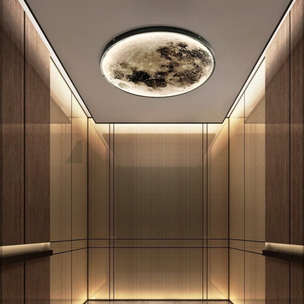 3D LED Wandleuchte Mond Schwarz | Decken- und Wandlampe 2