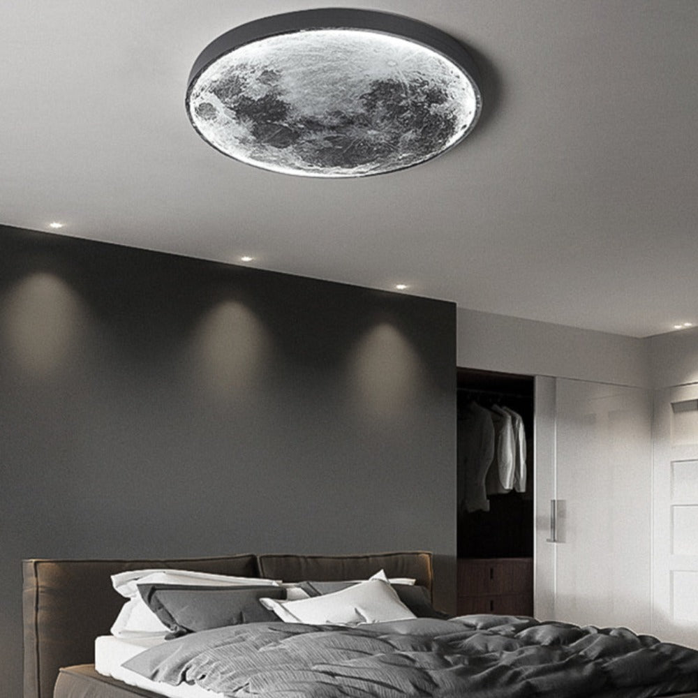 3D LED Wandleuchte Mond Schwarz | Decken- und Wandlampe 3