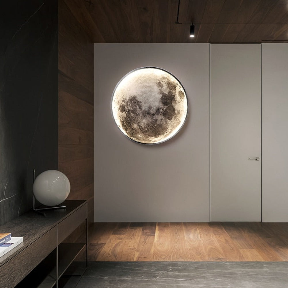 3D LED Wandleuchte Mond Schwarz | Decken- und Wandlampe 4