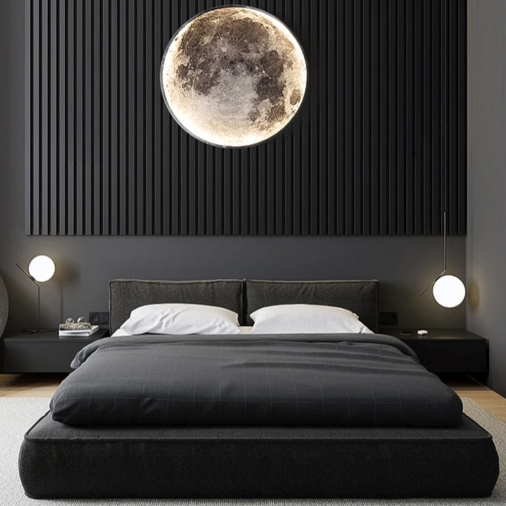 3D LED Wandleuchte Mond Schwarz | Decken- und Wandlampe 5