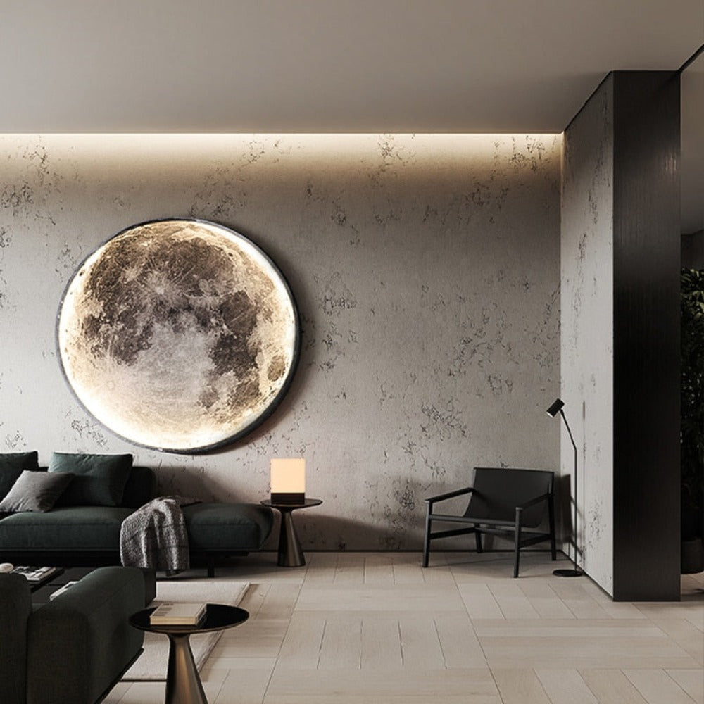 3D LED Wandleuchte Mond Schwarz | Decken- und Wandlampe 6