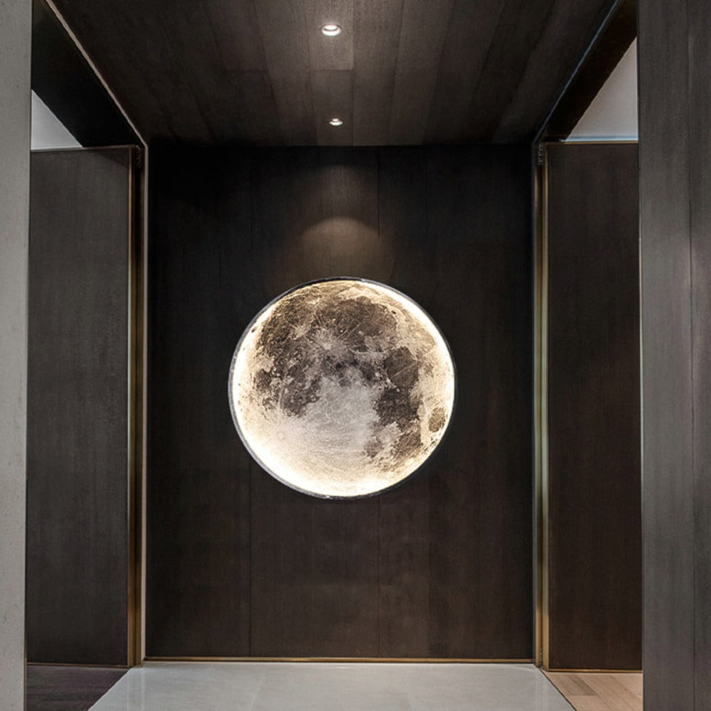 3D LED Wandleuchte Mond Schwarz | Decken- und Wandlampe 7