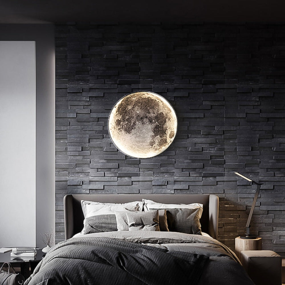 3D LED Wandleuchte Mond Schwarz | Decken- und Wandlampe 9