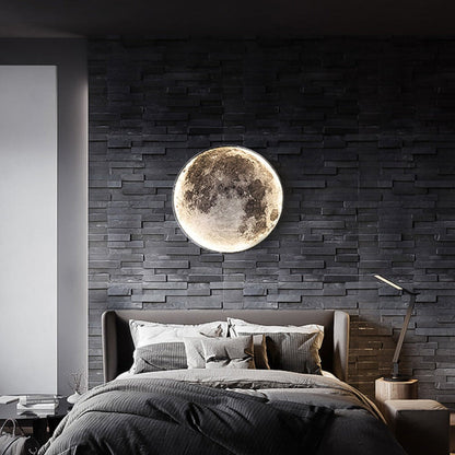3D LED Wandleuchte Mond Schwarz | Decken- und Wandlampe 9