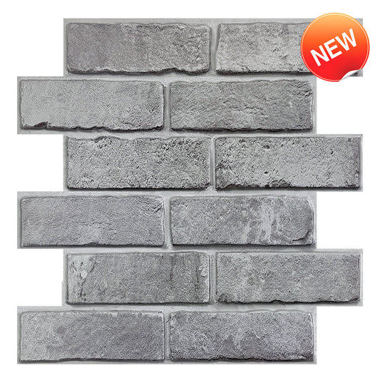 3D Naturgraue Faux-Ziegel Wandfliesen | Selbstklebende Wandverkleidung 0