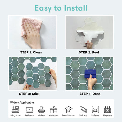 3D Patina Grün Hexagon Wandfliesen | Selbstklebende Fliesen 7