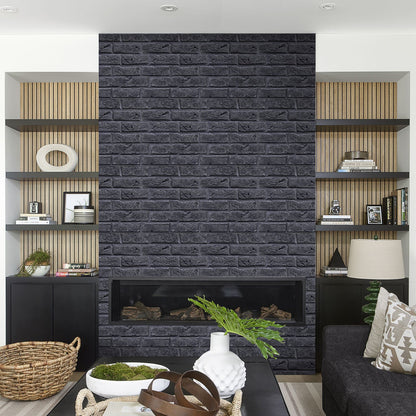 3D Schwarze Ziegel Wandfliesen | Selbstklebende Fliesen für Badezimmer 1