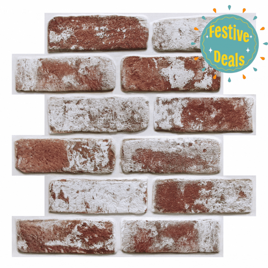 3D Vintage Rote Ziegel Wandfliesen | Selbstklebende Wandpaneele 0