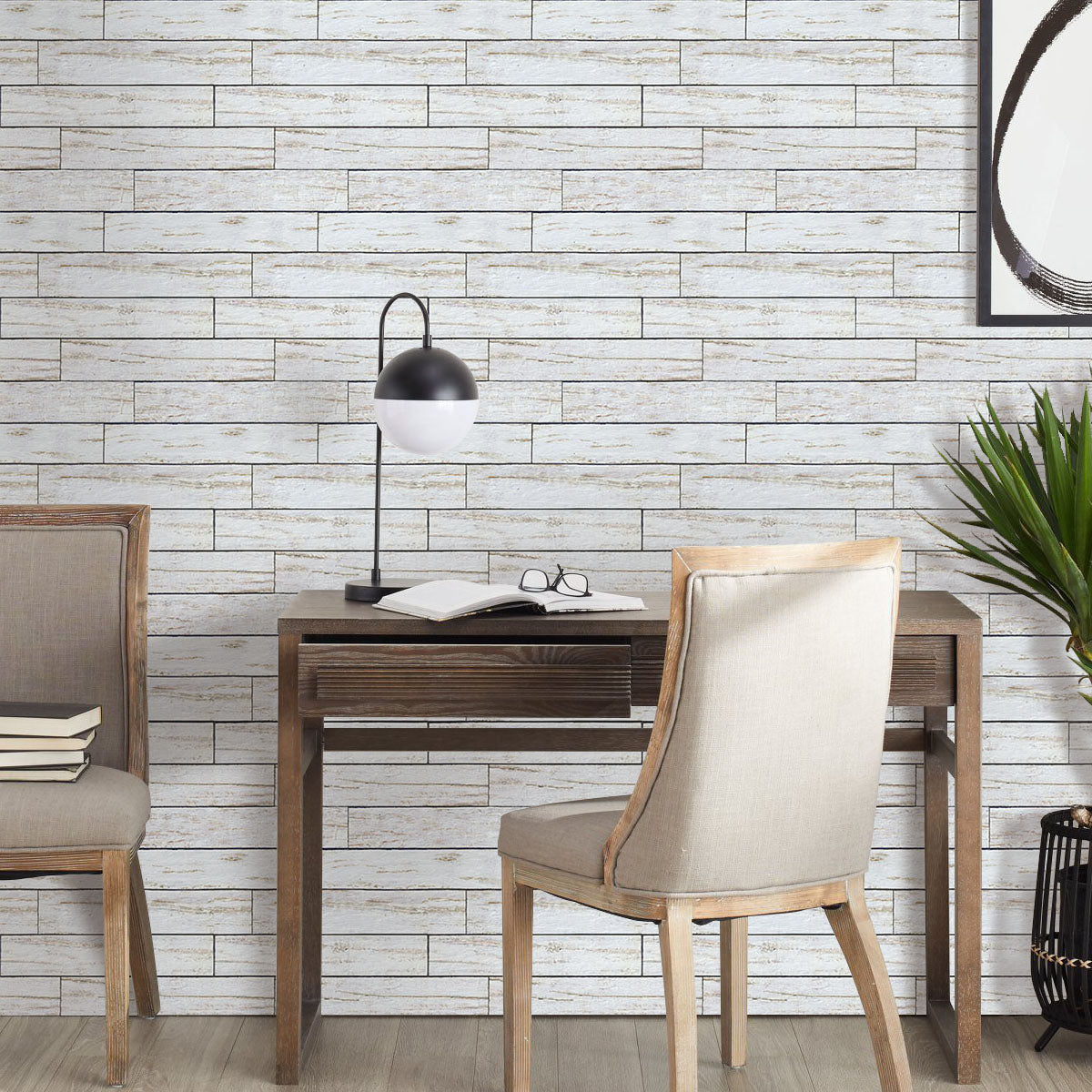 3D Weiß Shiplap Holzpaneele | Selbstklebende Wandverkleidung 2