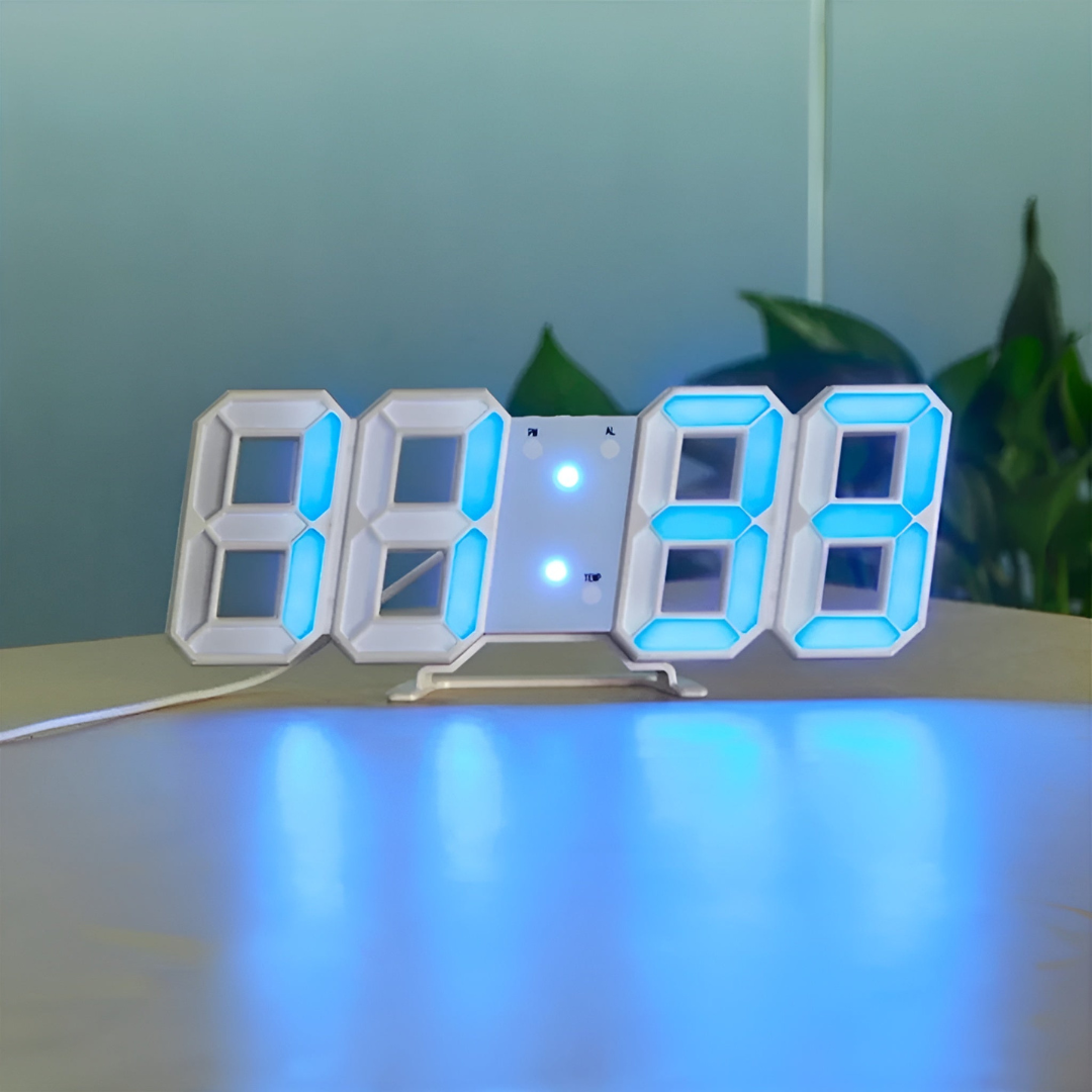 Moderne 3D-LED Wanduhr Schwarz | Digitale Küchenuhr Hingucker 4