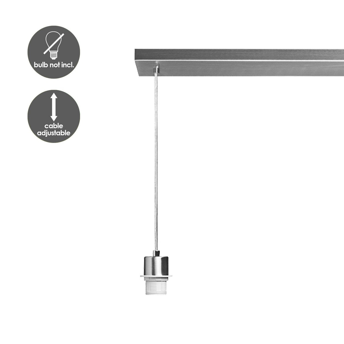 Hängelampe Beam 3L, E27, grauer Lampenschirm, 35 cm