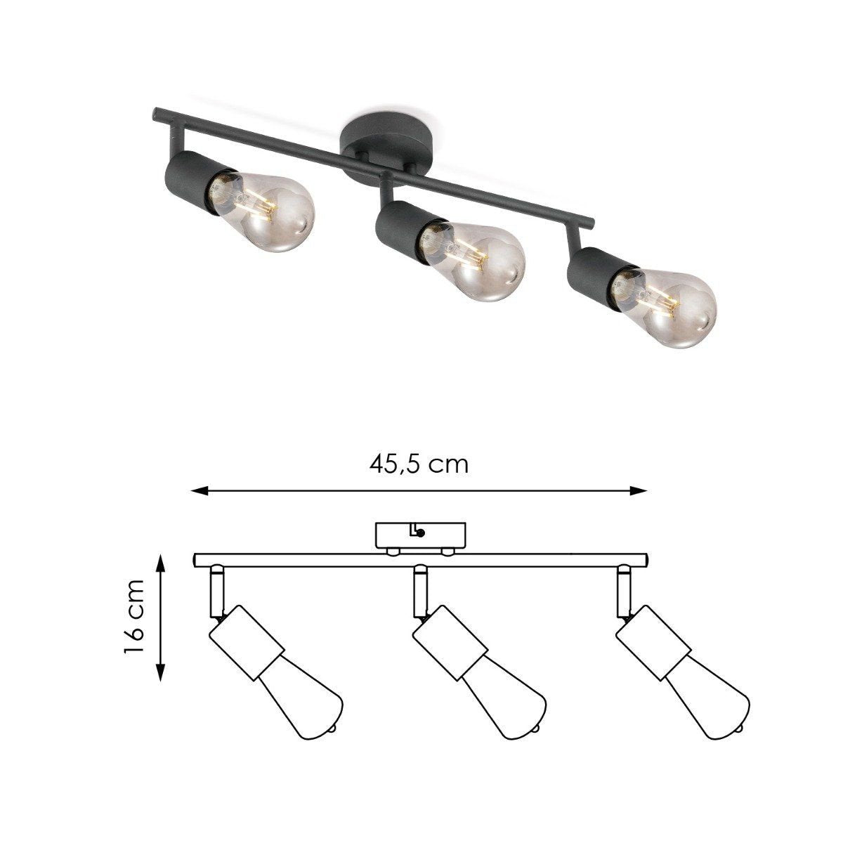 Aufbaustrahler Spy 3 - inkl. dimmbarer LED-Lampe - Schwarz