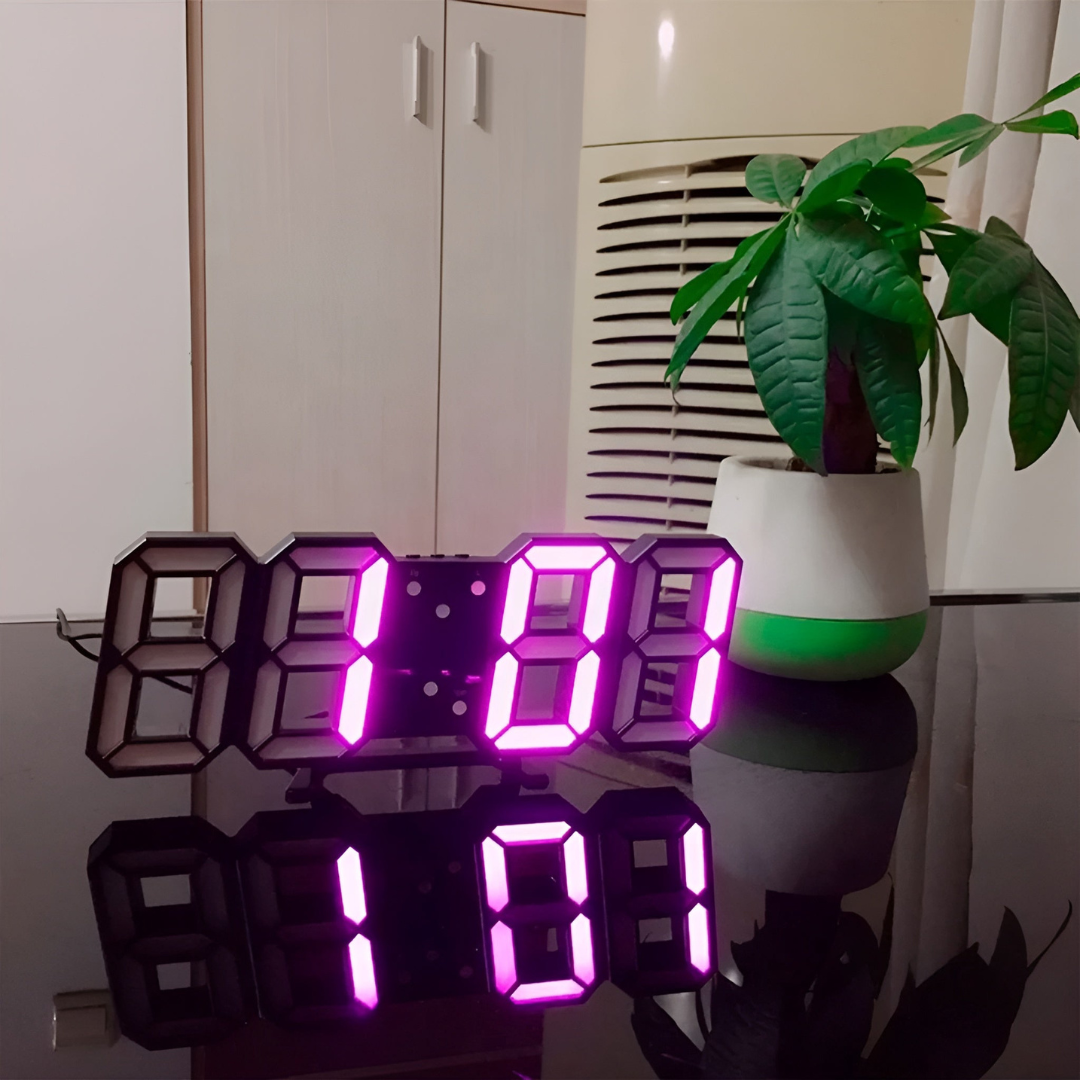 Moderne 3D-LED Wanduhr Schwarz | Digitale Küchenuhr Hingucker 5