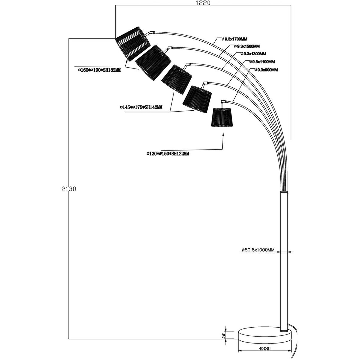 Five Fingers 213 cm Kupfer