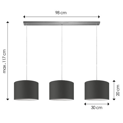 Hängelampe Beam 3L, Anthrazit Lampenschirm, 30cm